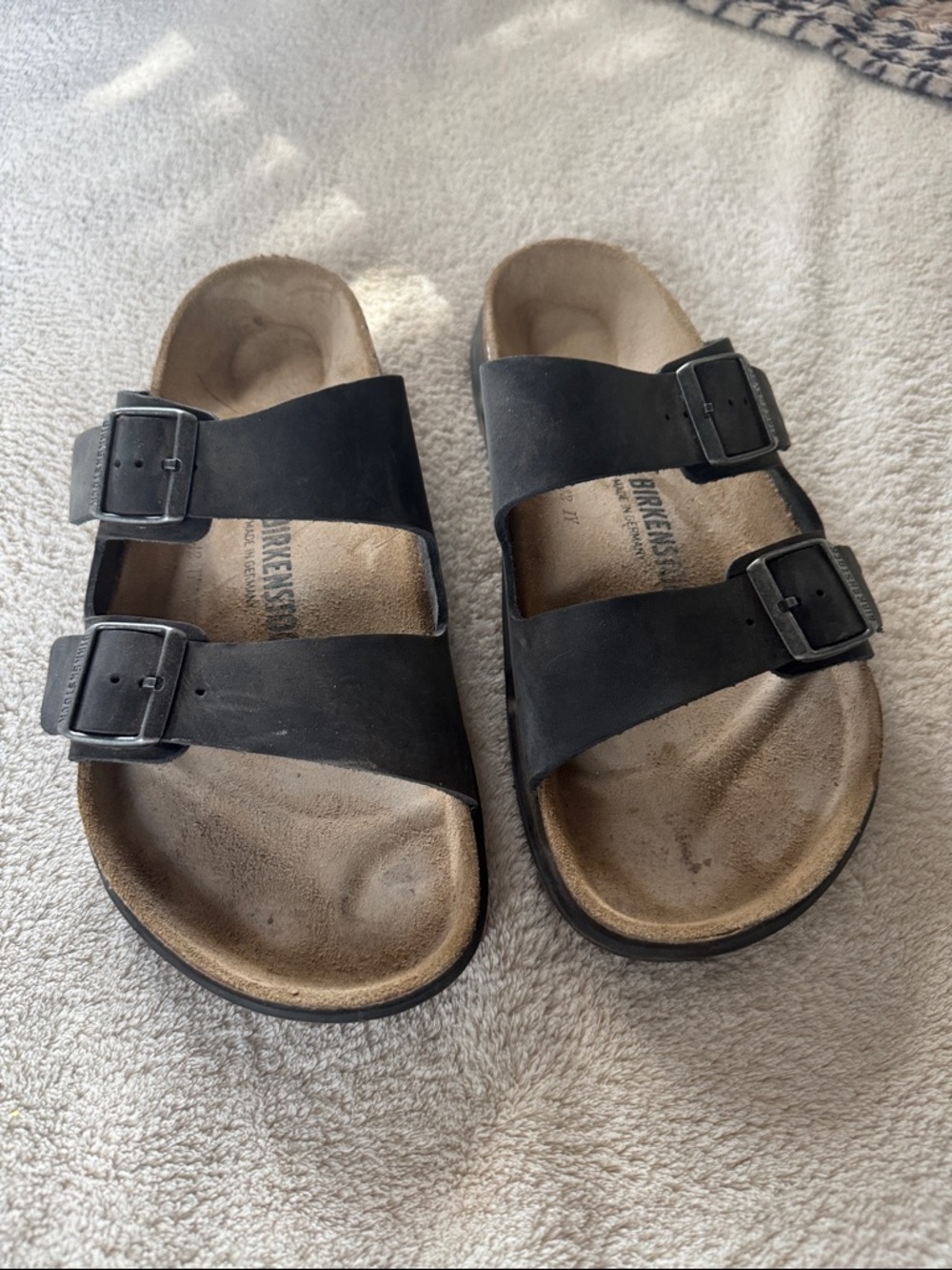 Birkenstock Black Two-Strap Arizona Sandals. Size 43 (W 12/M 10)
